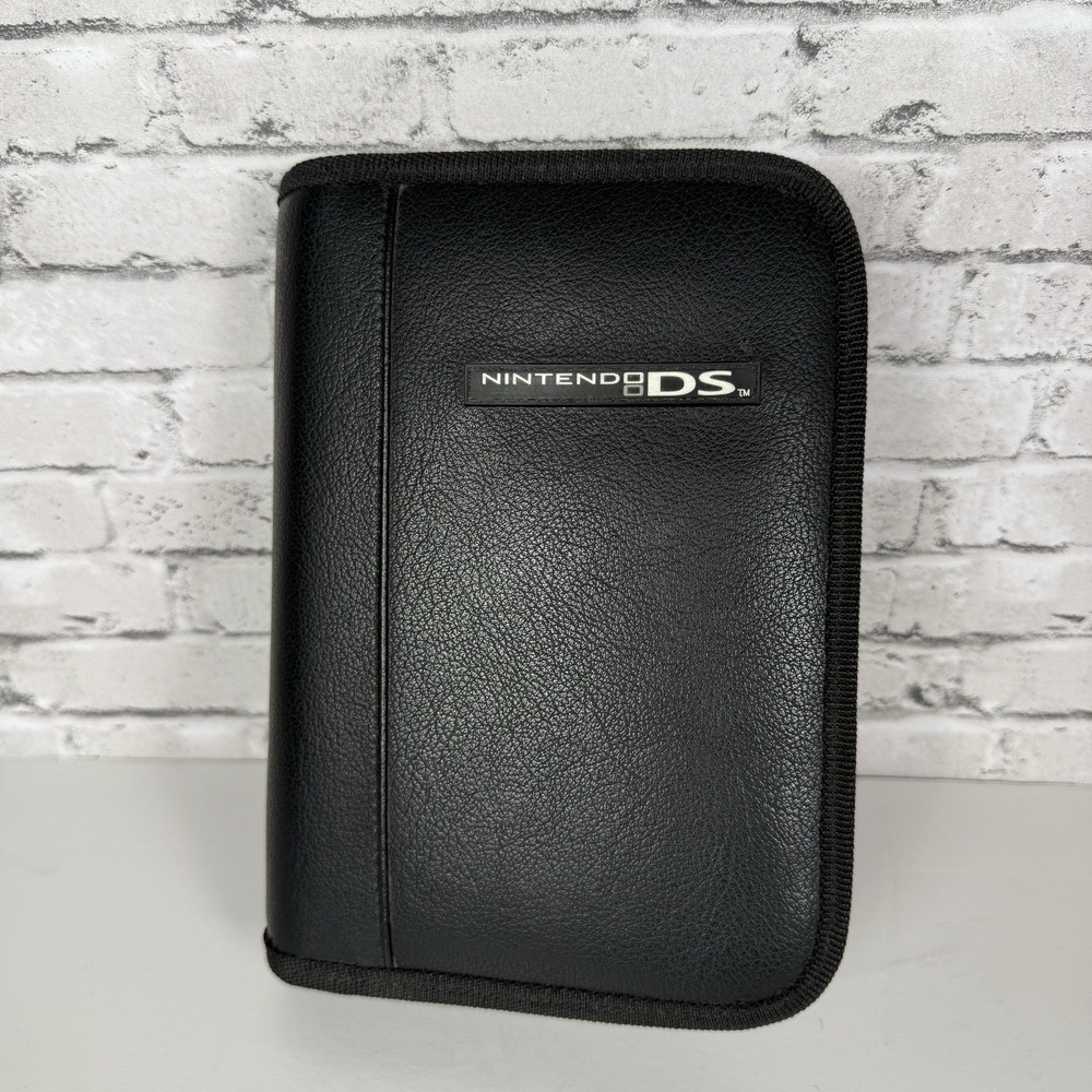 Nintendo DS Carry Travel Case Bi Fold Black Faux Leather